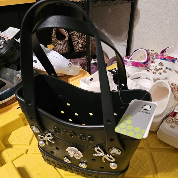 ​🖤 Complete Set! Custom Black Mega Crush Crocs & Matching Crocs Tote Bag! - Picture 10 of 10